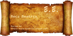 Becz Beatrix névjegykártya